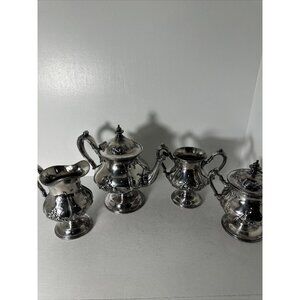 Antique Simpson Hall & Miller Tea Pots, Creamer Sugar Bowls , 1888 4 Piece Set